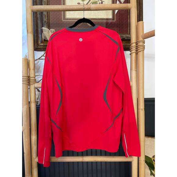 Lululemon Men’s XL Red Long Sleeve Athletic Running Shirt Reflective Logo - Picture 7 of 8
